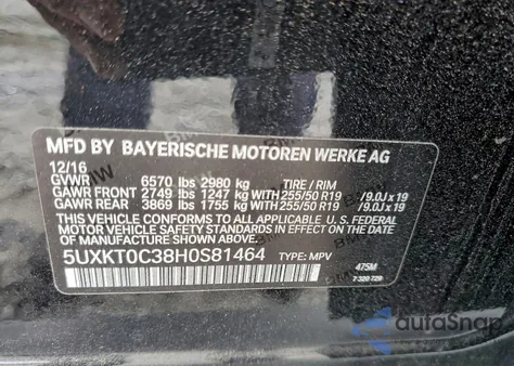 2017 BMW X5 Xdr40E from USA, damaged, VIN 5UXKT0C38H0S81464